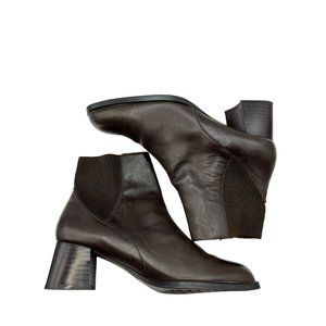 Aerosole Brown Leather Boots Stretch Fabric Women Size 6 B